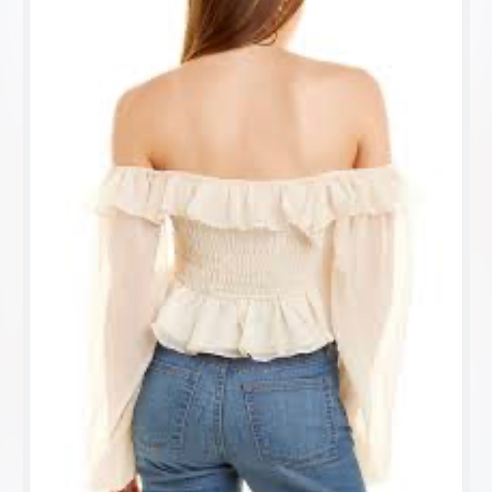 NWT En Saison Cropped Smocked Top Size L - Picture 2 of 6